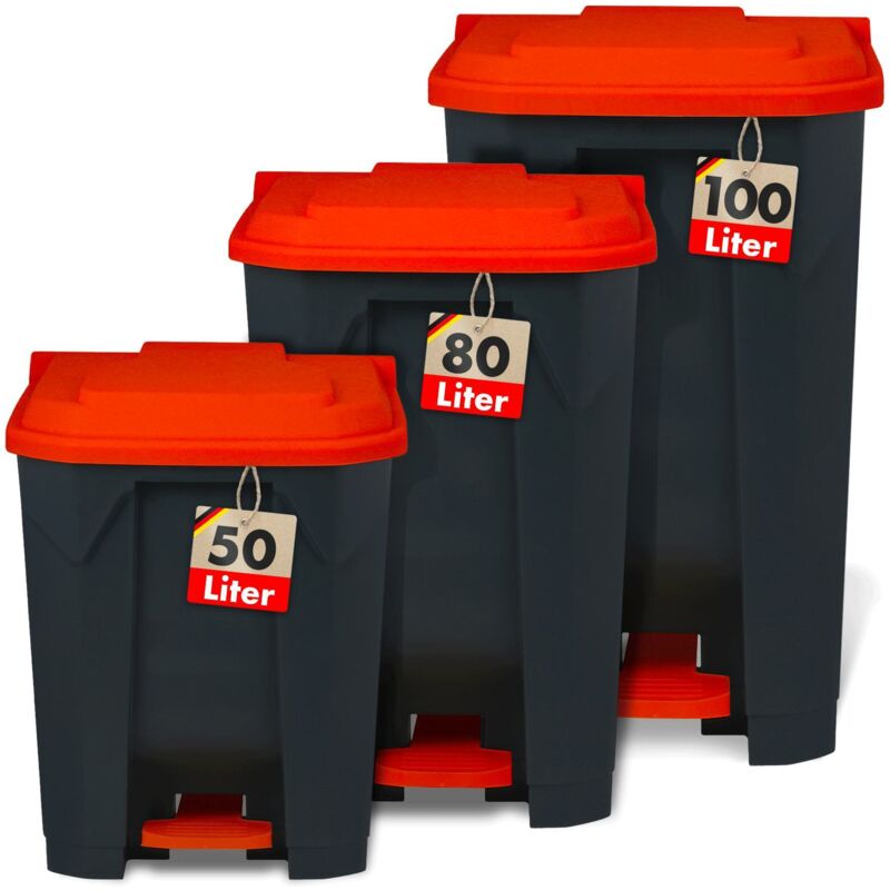 Floordirekt - Poubelle conteneur Tri sélectif Pour la maison, le commerce, Rouge 50 Litres - 43 x 40,2 x 60 cm