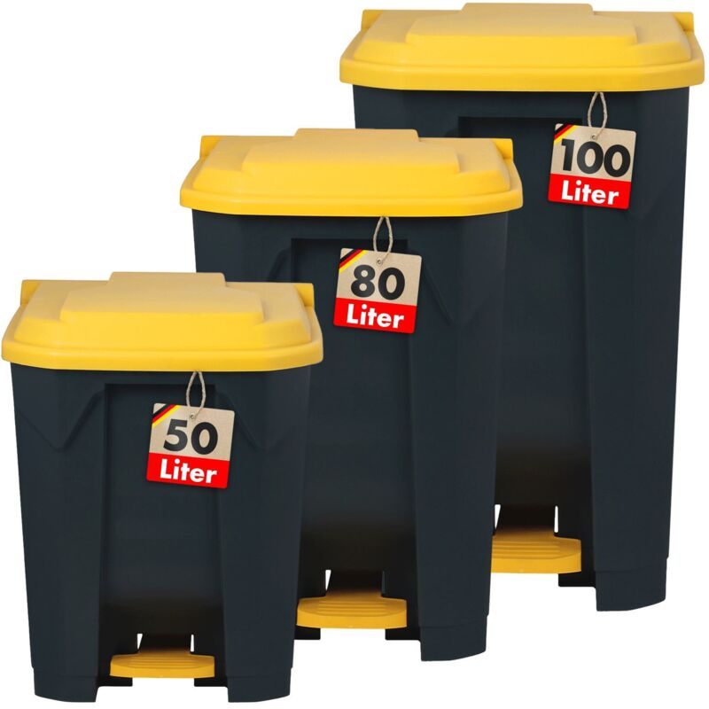 Floordirekt - Poubelle conteneur Tri sélectif Pour la maison, le commerce, Jaune 50 Litres - 43 x 40,2 x 60 cm