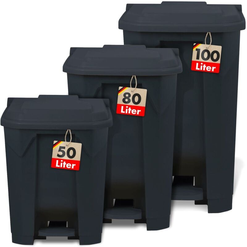 Poubelle Olaf Pour la maison, le bureau & le commerce Gris 100 Litres (49,3 x 47,5 x 84 cm)