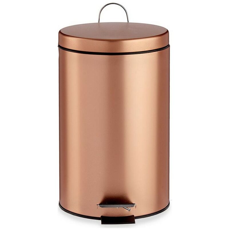 Corbeille à pédale métal cuivre plastique 7 l (20,5 x 30,5 x 26 cm)