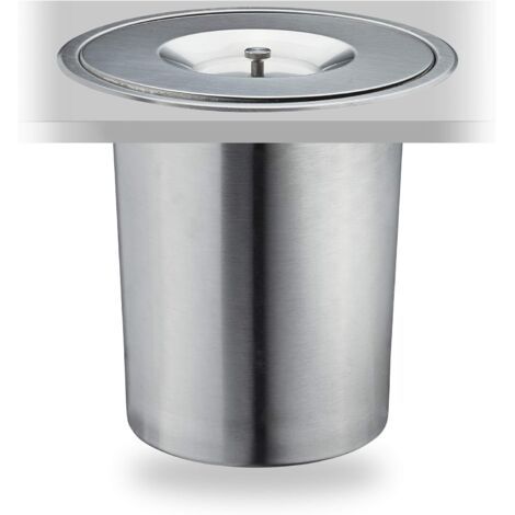 Poubelle Plan de Travail, 8 l, encastrable, INOX, déchets organiques, avec Couvercle, HxD 25 x 27 cm, argenté