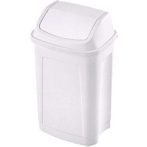 Poubelle plastique 10 litres rectangle à couvercle basculant blanche