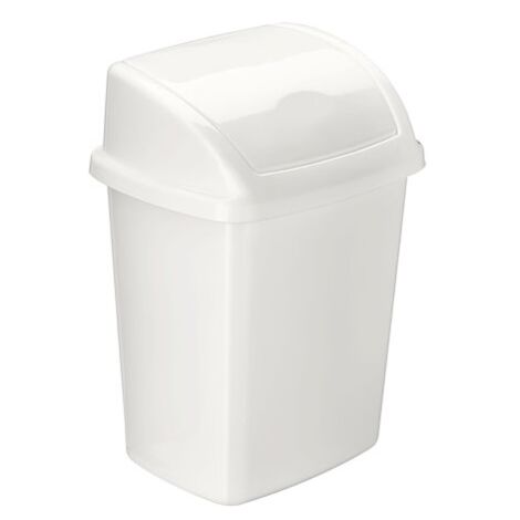 Poubelle plastique 4,5 litres rectangle à couvercle basculant blanche - Maxiburo