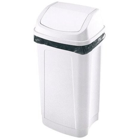 PRODIFA plastique 50 litres rectangle à couvercle basculant blanche