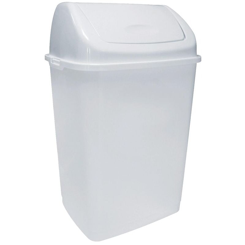 Rossignol - Poubelle plastique blanche à couvercle basculant 50 litres