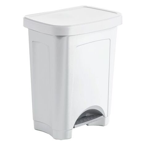 Poubelle plastique rectangle - 50 litres - Blanc