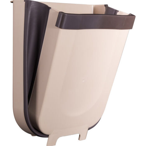 Poubelle pliable suspendue en plastique, grand format, couleur café, solution gain de place pour cuisine