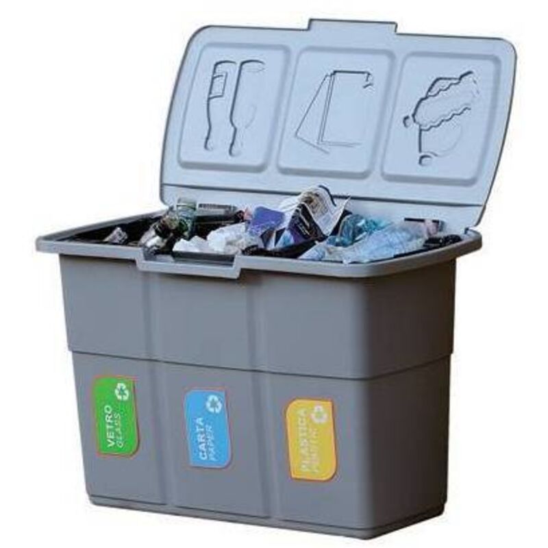 Dianhydro - Poubelle pour la collecte séparée des déchets 3 compartiments séparés