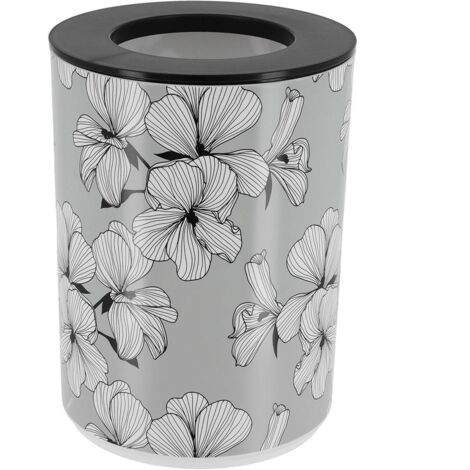 Poubelle pp imprimee avec couvercle 5l - ecrin gris - Tendance