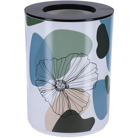 Poubelle pp imprimee avec couvercle 5l - flowers - Tendance