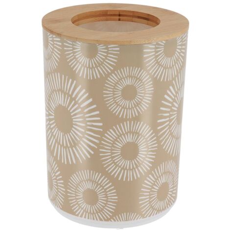 Poubelle pp imprimee avec couvercle bambou 5l - ethnic spirals - Tendance