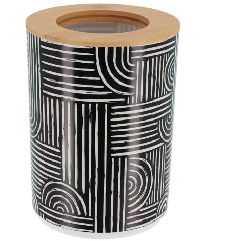 Poubelle pp imprimee avec couvercle bambou 5l - ethnic vibes - Tendance