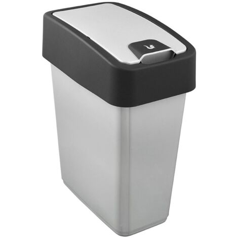 Poubelle Premium avec couvercle à charnière, Soft Touch, 10L, couleur Argent