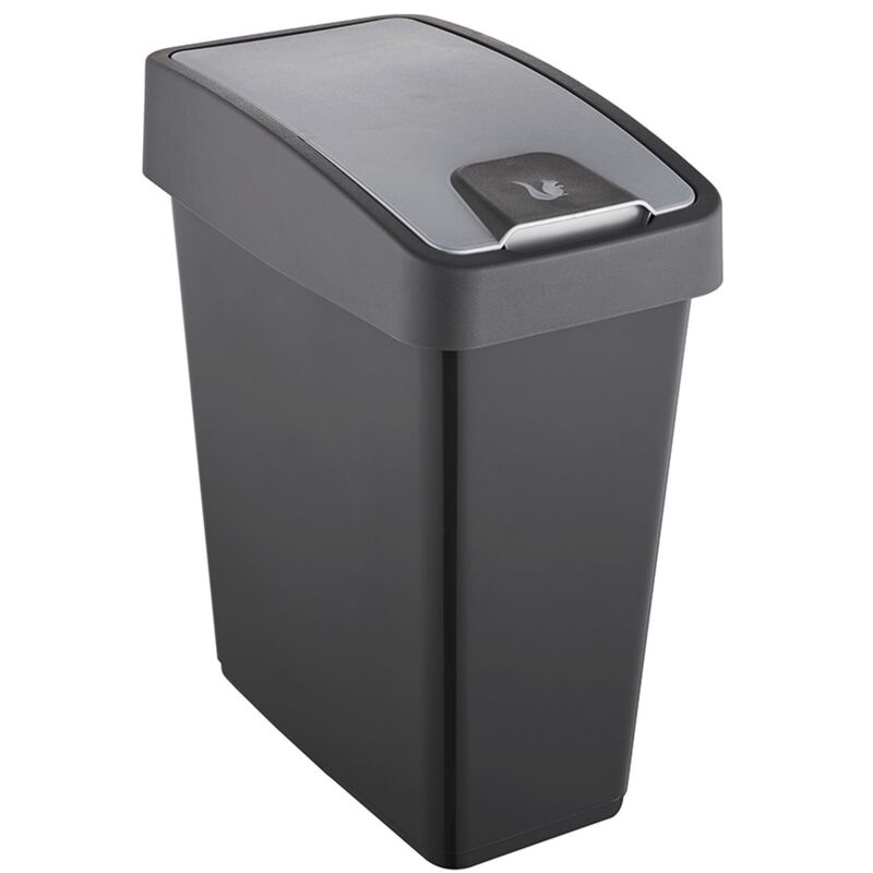 Bigbuy - Poubelle Premium avec couvercle à charnière, Soft Touch, 25 l, Magne, Gris Graphite