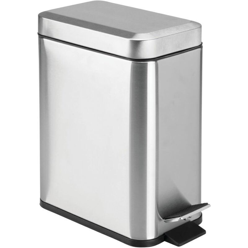 Poubelle rectangulaire en métal avec couvercle, poubelle compacte avec doublure amovible et poignée pour salle de bain, cuisine, salle d'artisanat –