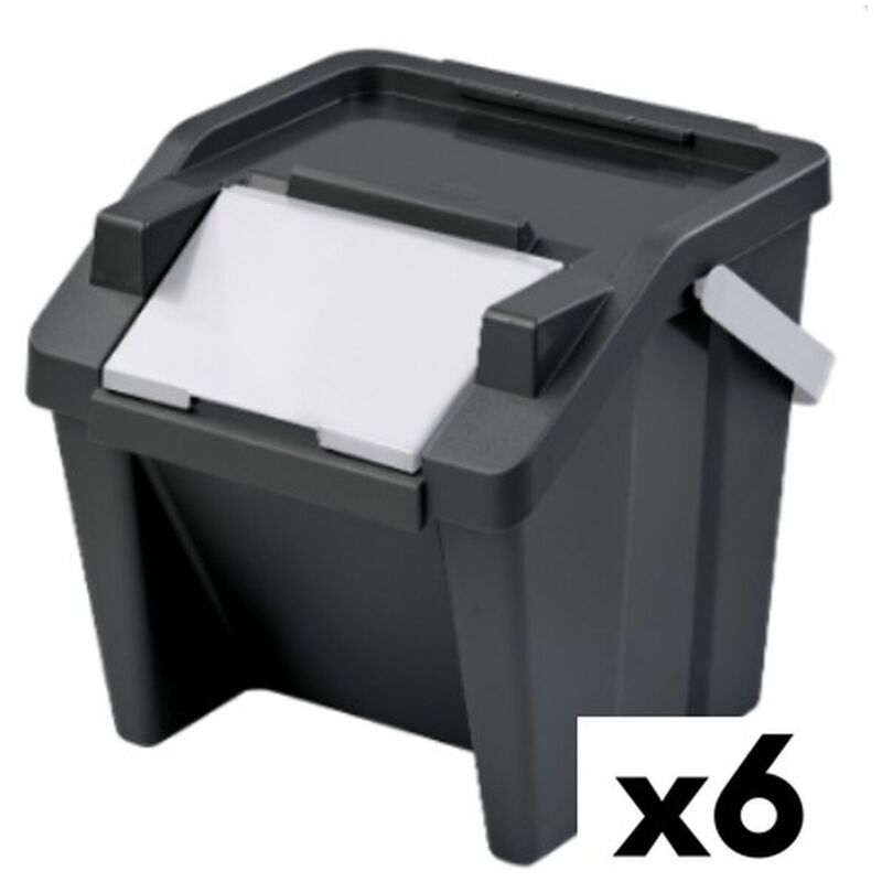 Tontarelli - Bac de recyclage fashionable stackable 28 l white black (6 pièces)