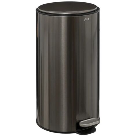 Poubelle ronde 30 Litres en Métal Inox Noir - Five