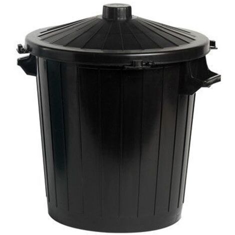 Poubelle ronde 80 L + couvercle à clip - noir - Gilac