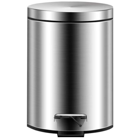 Poubelle ronde à pédale, acier inoxydable, 5 L, argent