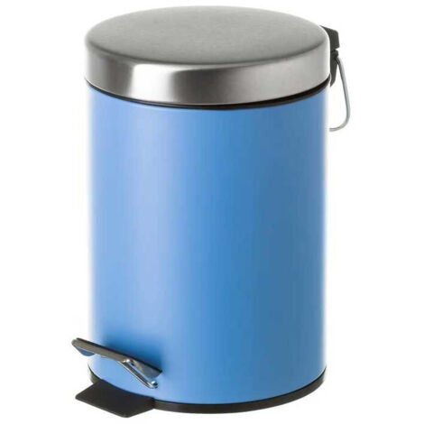 Poubelle Ronde à Pédale en Métal Bleu - 3L
