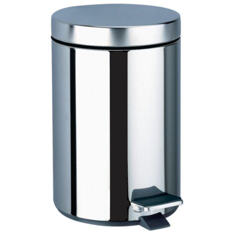 Poubelle ronde à pédale inox poli brillant 3 litres diamètre 170 : réf. 449