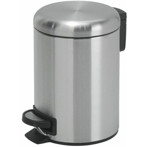 POUBELLE RONDE DE 3 LITRES EN ACIER INOXYDABLE SATINÉ À FERMETURE DOUCE, ACTIONNÉE PAR PÉDALE PAPAYA