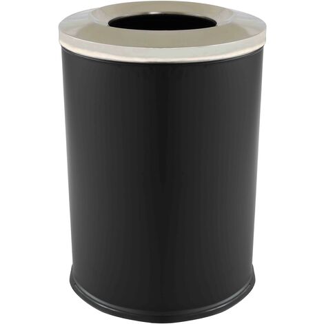 Poubelle ronde en acier noir mat 240 L - Noir