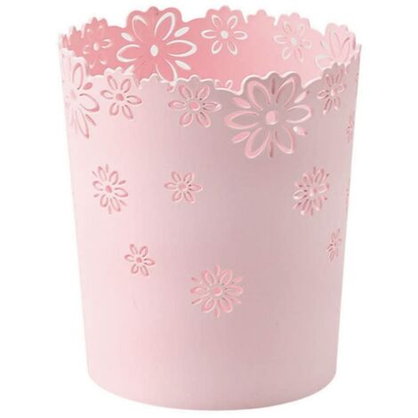 Poubelle Ronde En Plastique Corbeille À Papier Creuse Corbeille À Papier En Dentelle De Fleur Pour Poubelle De Bureau Pour La Cuisine, Corbeille À Ordures Creuse, Poubelle En Dentelle De Fleur