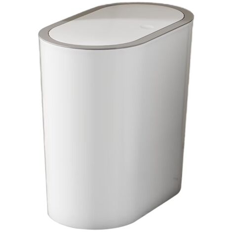 Poubelle Salle Bain avec Couvercle Basculant  Design Compact et Moderne  Plastique Résistant et Facile à Nettoyer  avec Capacité 15L  17 x 31 x 31 cm,Blanc