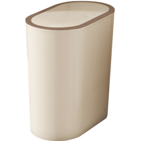 Poubelle Salle Bain avec Couvercle Basculant  Design Compact et Moderne  Plastique Résistant et Facile à Nettoyer  avec Capacité 15L  17 x 31 x 31 cm,Crème jaune
