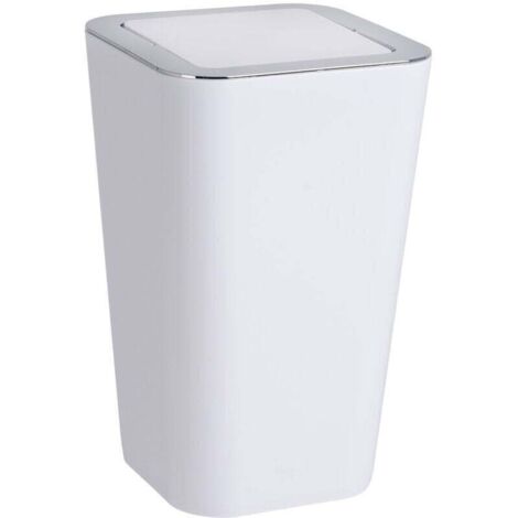 Poubelle Salle de Bain à couvercle oscillant Candy , Poubelle à Couvercle basculant, Plastique haut de gamme, Capacité 6L, 18x28,5x18cm, Blanc