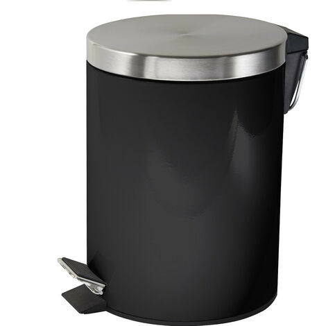 Poubelle salle de bain à pédale 5L en métal noir