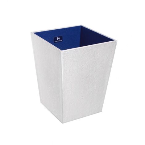 Poubelle salle de bain Ecopelle en cuir synthéthique 23x23xh30cm - couleur perle blanche