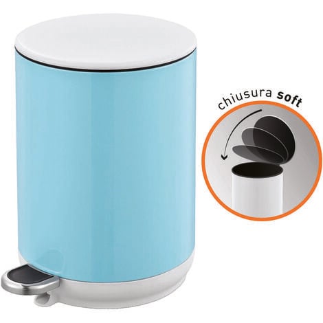 POUBELLE SEAU 5LT BRIXO LADY BIN PEDALE AVEC FERMETURE SOUPLE BLEU CLAIR