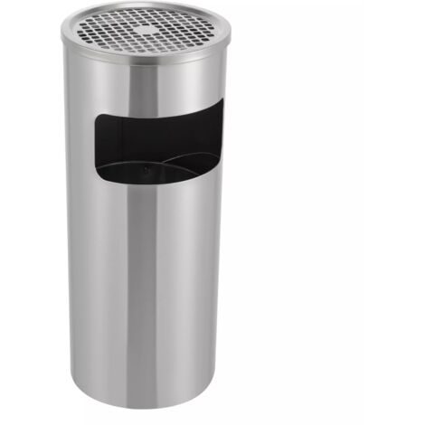 Poubelle Seau IntéRieur 30l Drumm Poubelle Cendrier Rond D'ExtéRieur En Acier Inoxydable Poubelle De Bureau Poubelle Cendrier Sur Pied ExtéRieur Avec Poubelle Seau IntéRieur (Argenté)