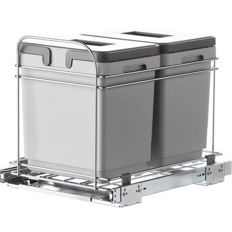 Poubelle sélective - 32 l - Amortisseur : Avec - Contenance : 30 L - Décor : Fil chromé - Hauteur : 387 mm - Largeur : 357 mm - Matériau : Acier / PVC - Nombre de seaux : 2 - Pour caisson de largeur : - Hauteur : 387 mm