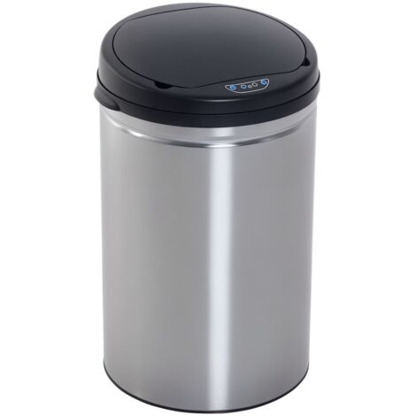 Poubelle Sensor 30L, Poubelle Automatique avec Couvercle à Fermeture Douce, Capteur de Mouvement, Poubelle Imperméable, Corbeille à Déchets pour Bureau, Chambre, Cuisine Noir+Argent