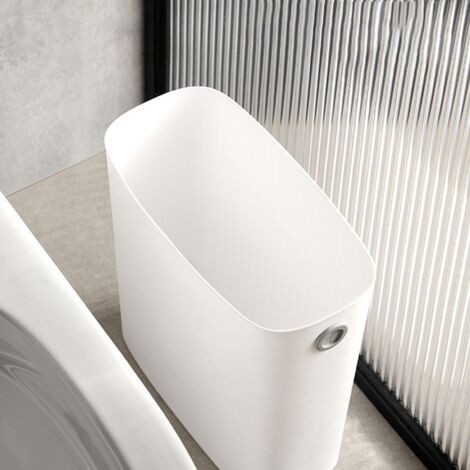 Poubelle small slim design en PP et TPR blanc pour salle de bain, cuisine, bureau, chambre avec trou pour sac
