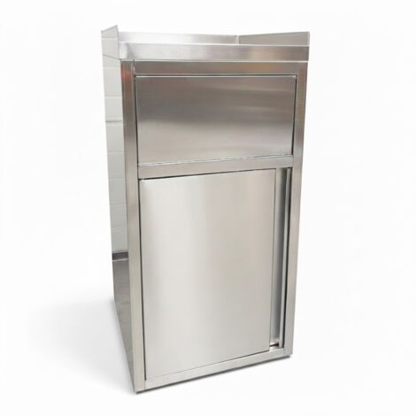 Poubelle snack en inox avec bac plastique (560 x 530 x 1230 mm) / GOLDINOX