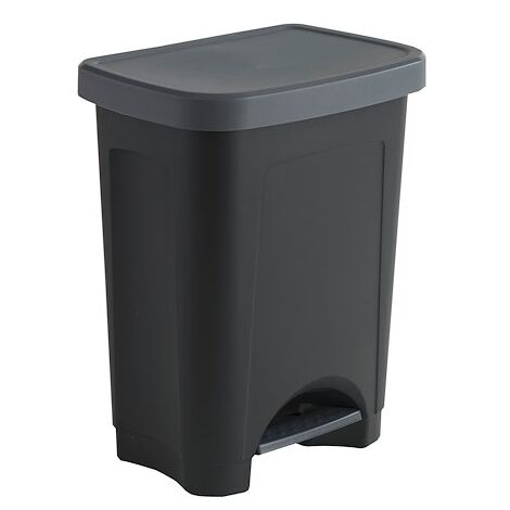 Poubelle Step 25 litres rectangle à pédale, anthracite