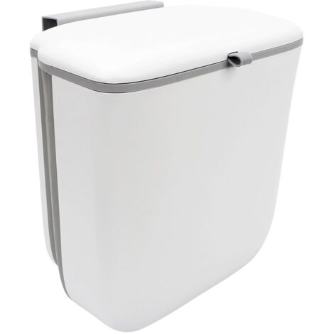 Poubelle Suspendue Cuisine avec Couvercle, 9L Murale Cuisine Poubelle de Camping Pliable Poubellees de Comptoir, pour Camping-Car, Salle de Bain, Chambre à Coucher