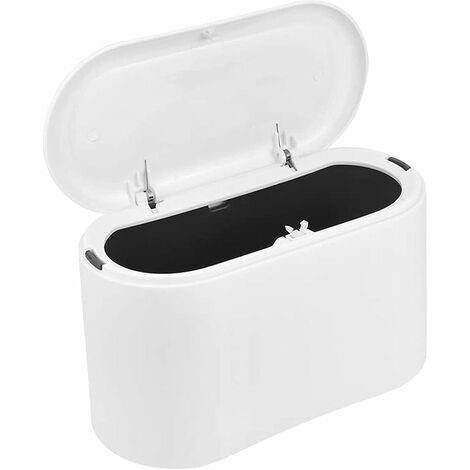 Poubelle Table Blanche Mini, Poubelle de Table Avec Couvercle Escamotable, Blanche Mini Poubelle Table Plastique, pour Table à Manger, Bureau, Coiffeuse