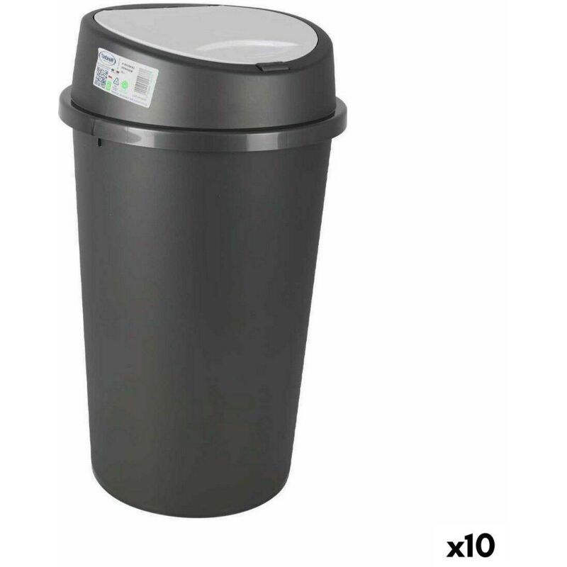 Poubelle Tontarelli push grey white 25 l (10 pièces)