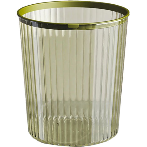 Poubelle transparente en plastique avec anneau de pression, idéale pour la maison, le salon, la cuisine, les toilettes, la salle de bain, la chambre et le bureau. Vert clair.