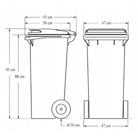 Poubelle tri sélectif 120 l sur roulettes – PEHD résistant aux chocs – Couvercle étanche pour éviter odeurs et fuites – Dimensions 95x47x55 cm