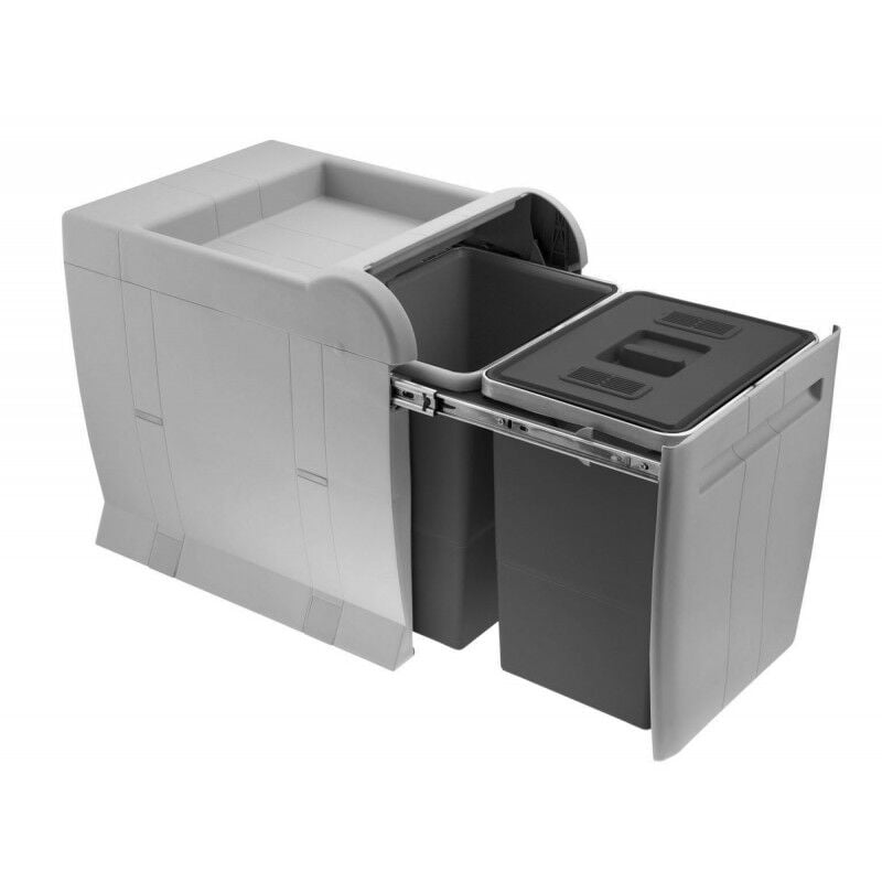 Poubelle Tri-Sélectif 2x18L Luisina Ecoli Coulissante Ouverture Automatique - ZBN2B36P