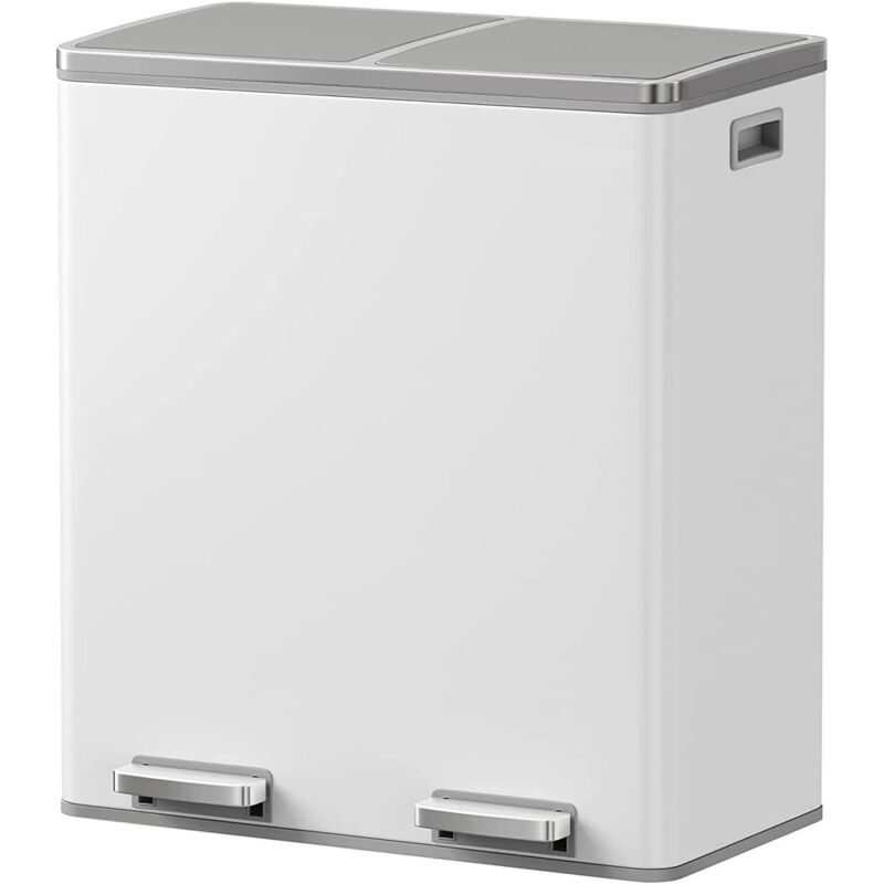 Poubelle pédale tri sélectif MAJOR blanc 60L