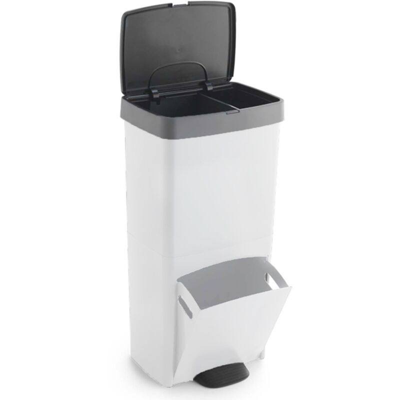 Poubelle pédale tri sélectif PICEA blanc 70L