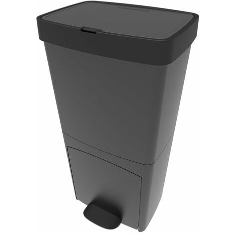 TRI-SELECTIF ABS - Base + 3 Poubelles 50L noir+3 inserts couleurs+3  étiquettes