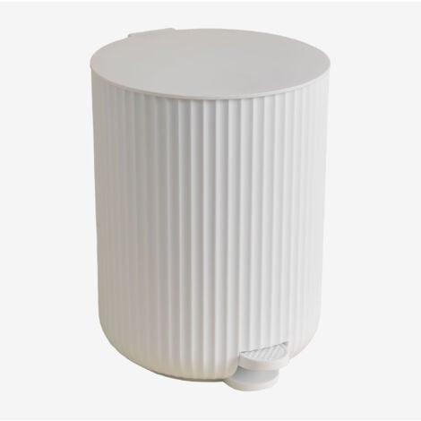 Poubelle Vernon avec couvercle et pédale SKLUM Blanc